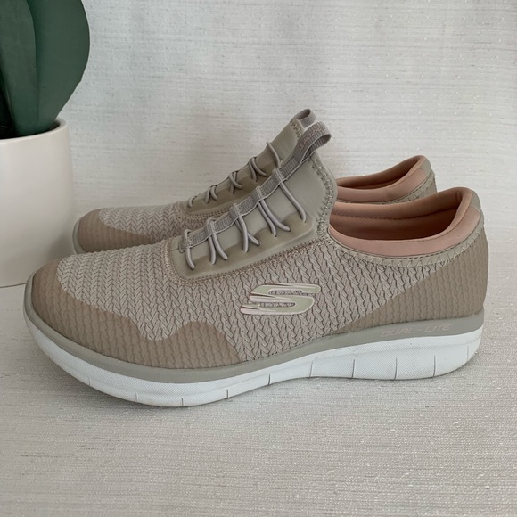 Skechers Air Cooled Memory Foam Dual Lite Beige Slip On Sneakers Woman’s 9 - Picture 3 of 12